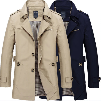 Outerwear Men British Fashion Khaki Trench Jackets - Outerwear - Zogaa - Mad Fly Essentials