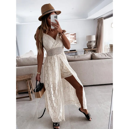 Maxi Dress Women Bohemian Lace White Sundress - Maxi Dress - Roddrsya - Mad Fly Essentials