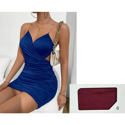 Mini Dress Women Sleeveless Spaghetti Strap Solid Dress - Mini Dress - Pixiekiki - Mad Fly Essentials