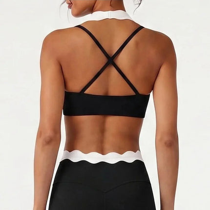 Activewear Set Women Halter Gym Fitness Cross Back Yoga Bra - Activewear Set - Moonlight - Mad Fly Essentials