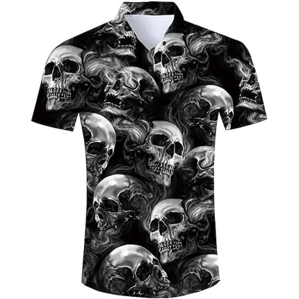 Shirt Men Hawaiian 3D Lapel Skull Party Tees - Shirt - Oufisun - Mad Fly Essentials