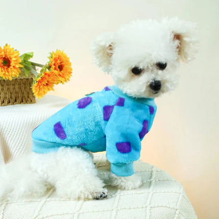 Pet Blue Polka-Dot Seasonal Plush Dog Sweater