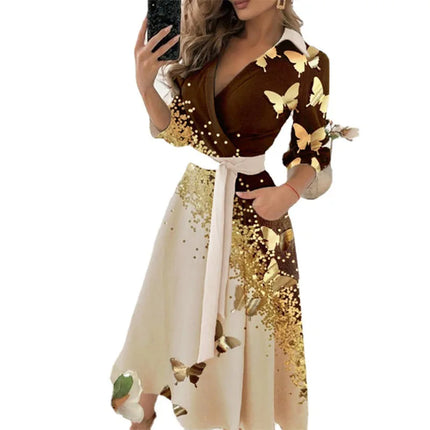 Women Elegant Butterfly Starlight Midi Dress