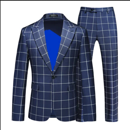 Blazer Men Red Striped Plaid 3pc Dress Suit - Blazer - Idealism - Mad Fly Essentials