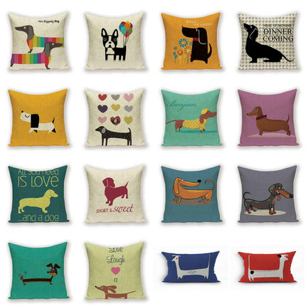 Dachshund Dog Cushion Covers-Linen Pillow Decor - Home & Garden Mad Fly Essentials