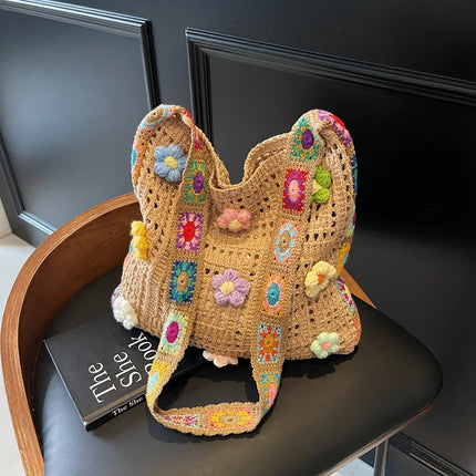 Handbag Women Boho Crochet Floral Beach Bags - Handbag - Crochet Bikini - Mad Fly Essentials
