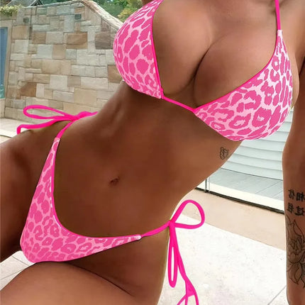 Bikini Set Women 2pc Lace Leopard Micro Swimwear Set - Bikini Set - Seenimoe - Mad Fly Essentials