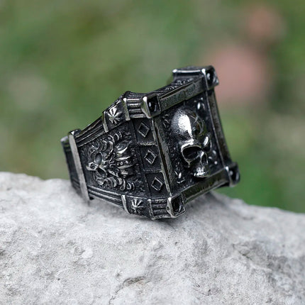 Men 316L Stainless Medieval Viking Skull Ring