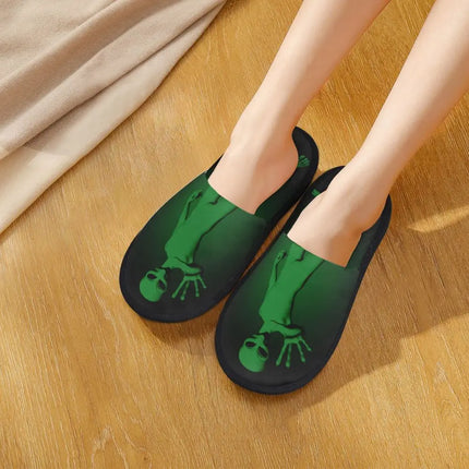 Women Indoor Green Alien Figure Slippers