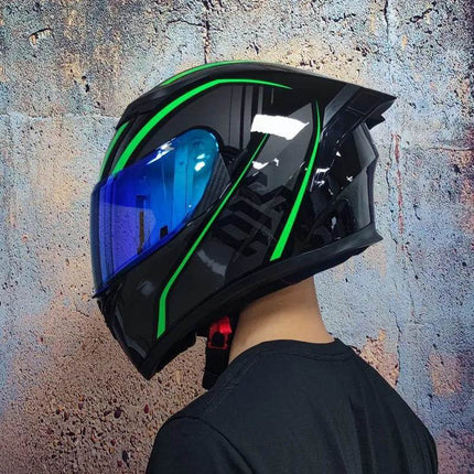Motorcycle Full-Face Blue Black Capacete Helmet - Mad Fly Essentials