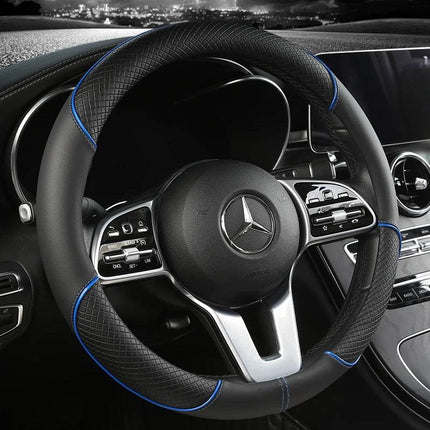 Auto Leather Stitch Steering Wheel Cover - Mad Fly Essentials