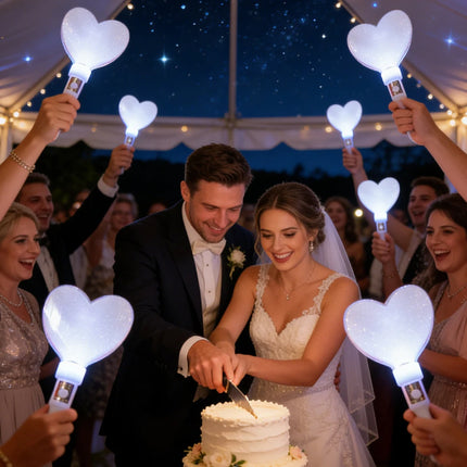 Party Favors 20pc White Heart-Shaped LED Fiber Glow Sticks - Party Favors - Hviero - Mad Fly Essentials