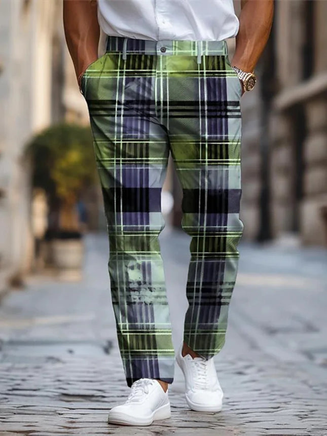 Men Vintage Checkered 3D Business Casual Pants