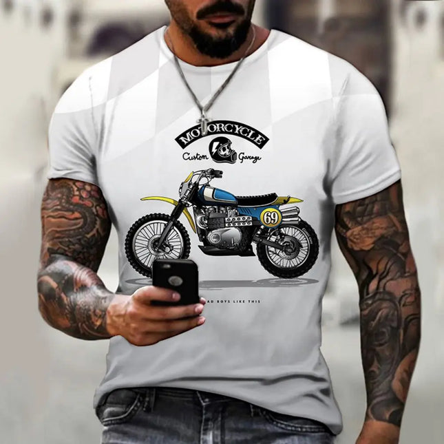 Men Vintage Motorcycle 3D Custom Short Tees