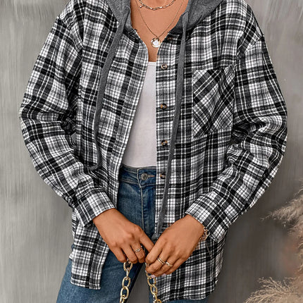 Shirt Women Long Patchwork Plaid Striped Tee - Shirt - Birdtree TB - Mad Fly Essentials