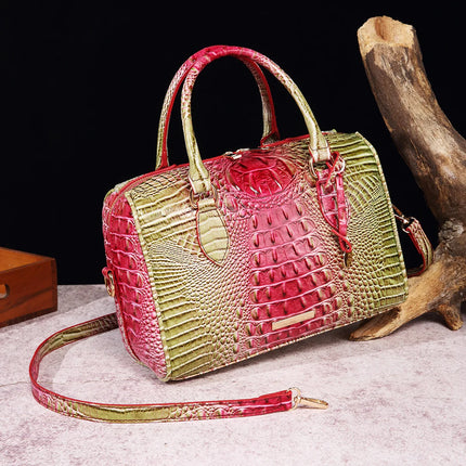 Handbag Women Crocodile Embossed Boston Satchel Bag - Handbag - Miescher Kora - Mad Fly Essentials
