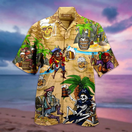 Men Happiness Short Party 3D Hawaiian Beach Shirt