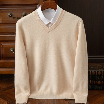 Sweater Men Cashmere V-Neck Woolen Pullover Sweater - Sweater - Wuiliy - Mad Fly Essentials