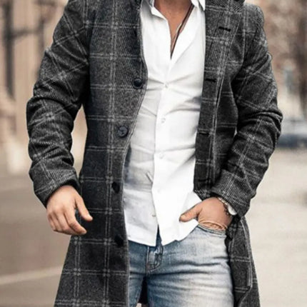 Men Stand-Collar Medium Long Pocket Coat