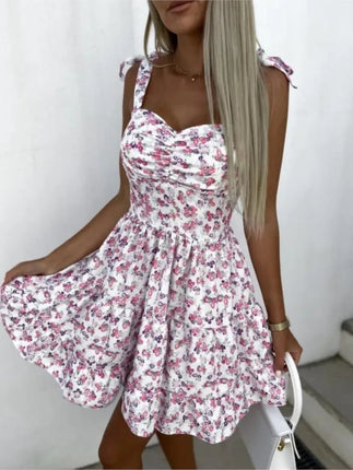 Mini Dress Women Spaghetti Bohemian Floral Skater Dress - Mini Dress - Boho Girl - Mad Fly Essentials