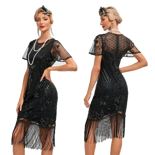 Women's Plus 1920s Gatsby Sequin Beaded Party Dress