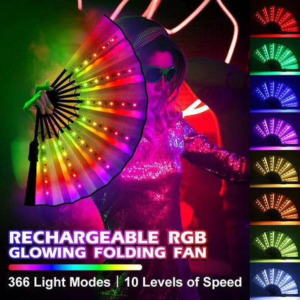 Rechargeable Glow Folding 366 RGB LED Dancing Light Fans - Mad Fly Essentials