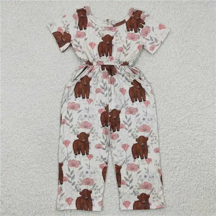 Baby Girl Western Animal Floral Navajo Overalls Jumpsuits