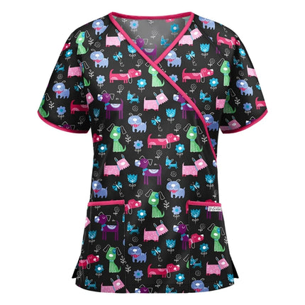 Women Nursing Animal Vet Short Scrubs Workwear