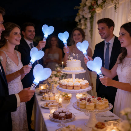 Party Favors 20pc White Heart-Shaped LED Fiber Glow Sticks - Party Favors - Hviero - Mad Fly Essentials