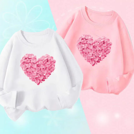 Hoodies Girls Long Heart Kids Graphic Tee Tops - Hoodies - Lolocee - Mad Fly Essentials