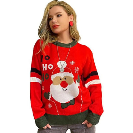 Women's Christmas Reindeer Long Sweater Pullover
