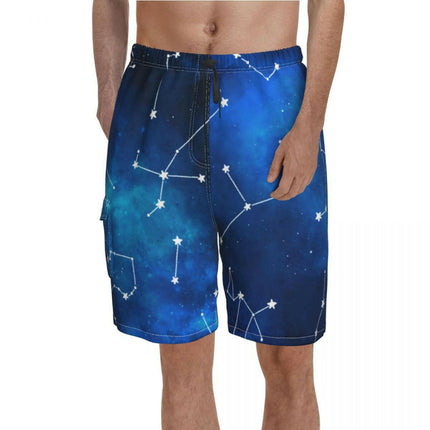Men Cosmic Starry Sky Purple Beach Boardshorts