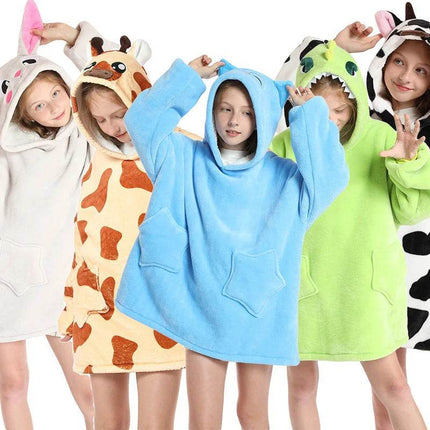 Kids Girl Unicorn Animal Sherpa Hoodies Blankets - Mad Fly Essentials