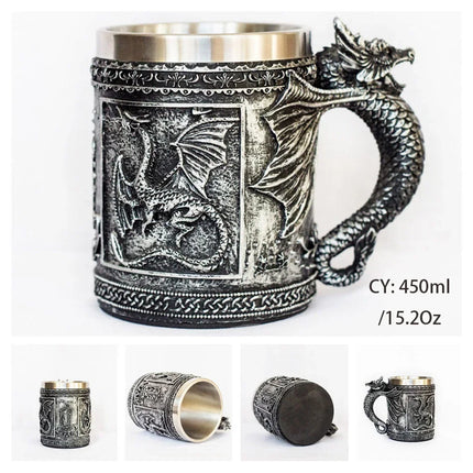 Stainless Kitchen Retro Dragon Viking Beer Mug