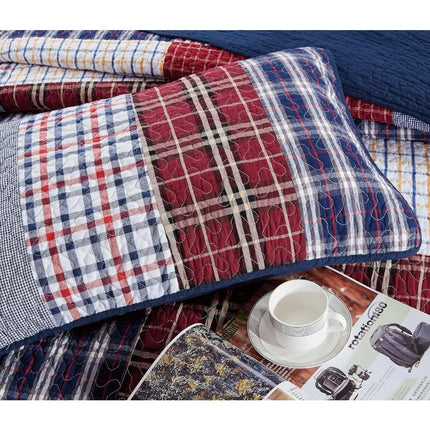Home Plaid Checkered Patchwork Washed Cotton Duvet Set