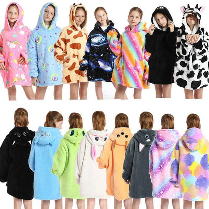 Kids Girl Unicorn Animal Sherpa Hoodies Blankets - Mad Fly Essentials