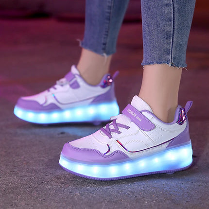 Girls LED USB-Charging Skate Luminous Shoes