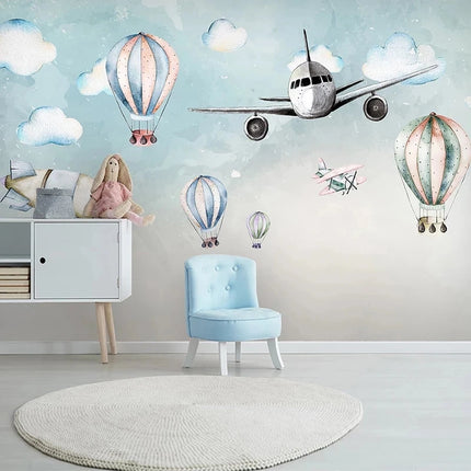 Wallpaper Custom 3D Cartoon Airplane Space Mural - Wallpaper - Bacaz - Mad Fly Essentials