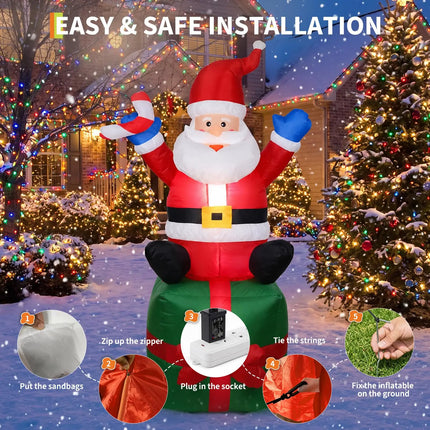 Christmas Decor 6FT Santa Claus Inflatable Yard Decor - Christmas Decor - XR Partyday - Mad Fly Essentials