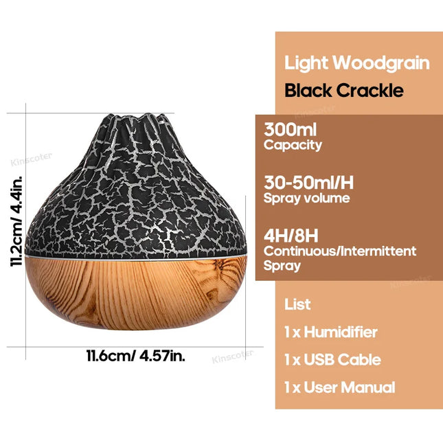Home Decor Humidifier Aromatherapy Essential Wood Grain Oil Diffuser - Warm Like Home - Mad Fly Essentials