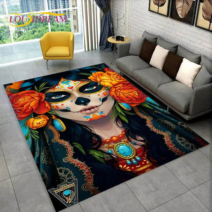 3D Gothic Horror Skull Dead Girl Area Rug - Mad Fly Essentials