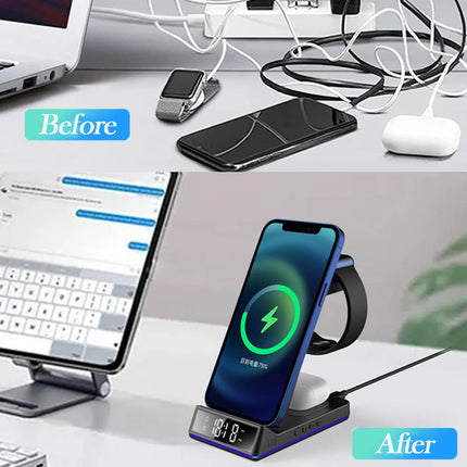 Alarm Clock LED Large Screen Clock with Wireless Charging - Alarm Clock -OnTool  - Mad Fly Essentials