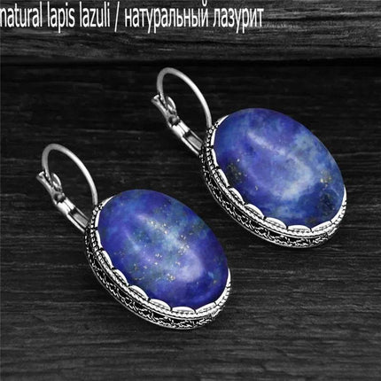 Vintage Oval Quartz Jade Amethyst Earrings - Mad Fly Essentials