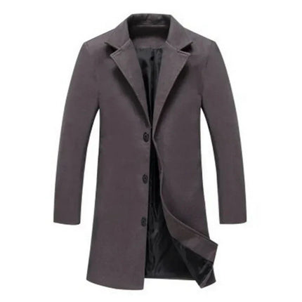 Men Business Casual Lapel Collar Woolen Winter Jacket