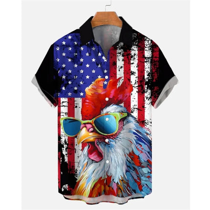 Men Funny 3D Rooster Hawaiian Shirts