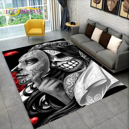 3D Gothic Horror Skull Dead Girl Area Rug - Mad Fly Essentials