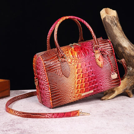 Handbag Women Crocodile Embossed Boston Satchel Bag - Handbag - Miescher Kora - Mad Fly Essentials