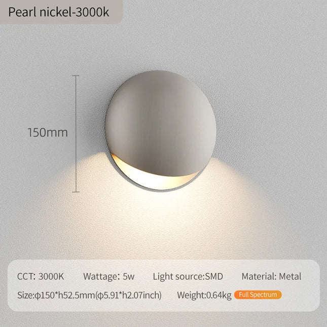 Round LED Induction Sensor 5W Modern Wall Sconce