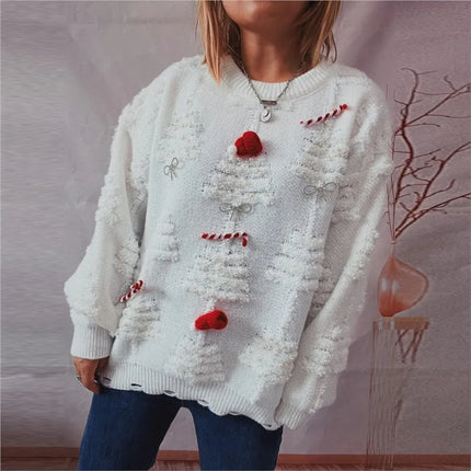 Sweater Women Red Winter Christmas Tree Decor Party Pullover - Sweater - Baellerry - Mad Fly Essentials