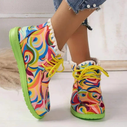 Women Graffiti Rainbow Swirl 2024 Casual Sneakers